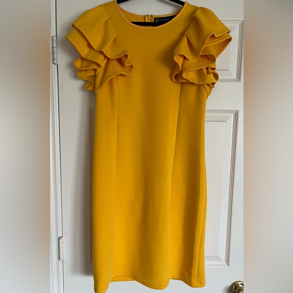 NWT New York & Company Short Sleeve Yellow Dress Size Large